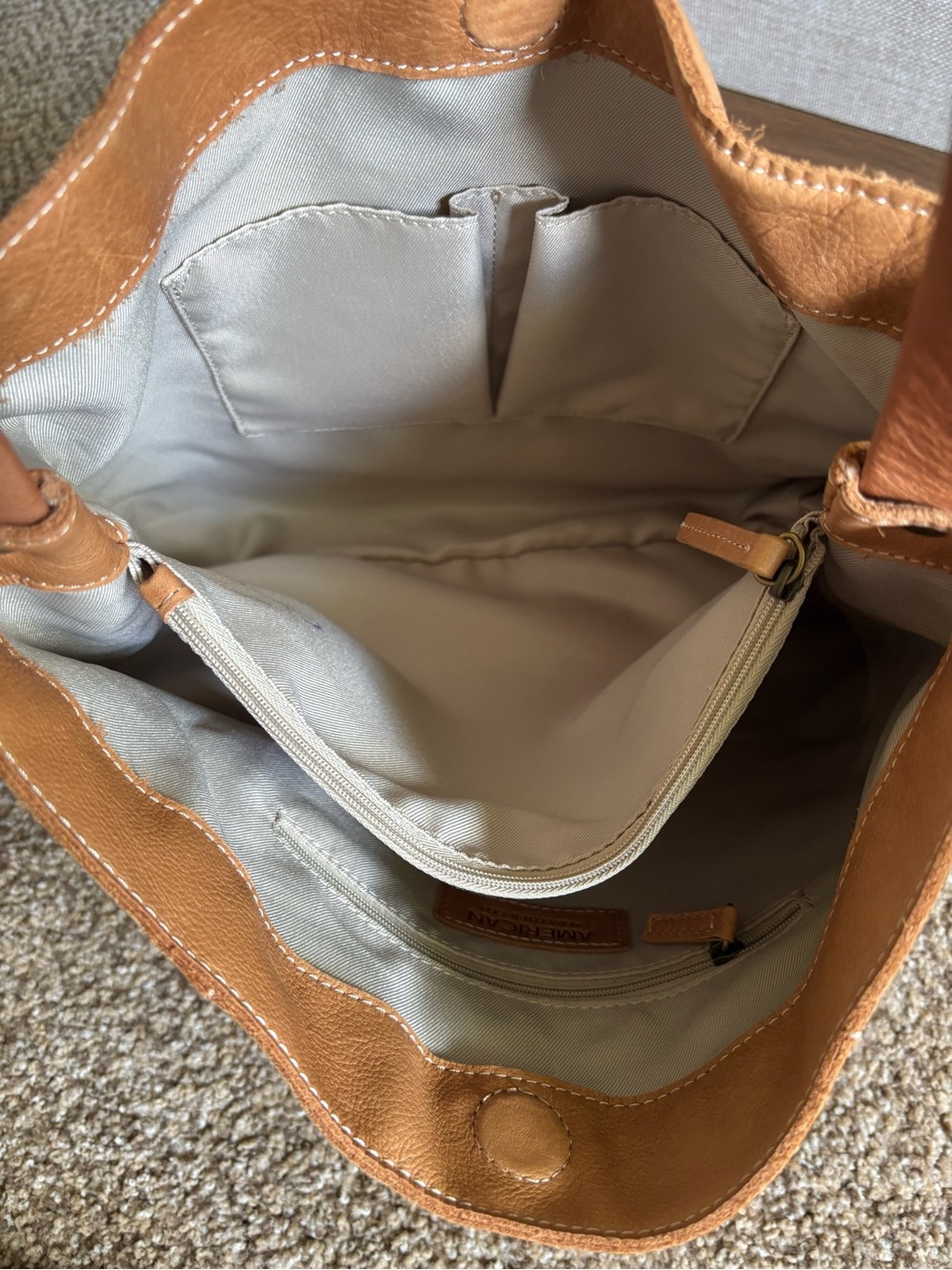 American Leather Co. Tan Shoulder Bag Purse Soft - Picture 5 of 8